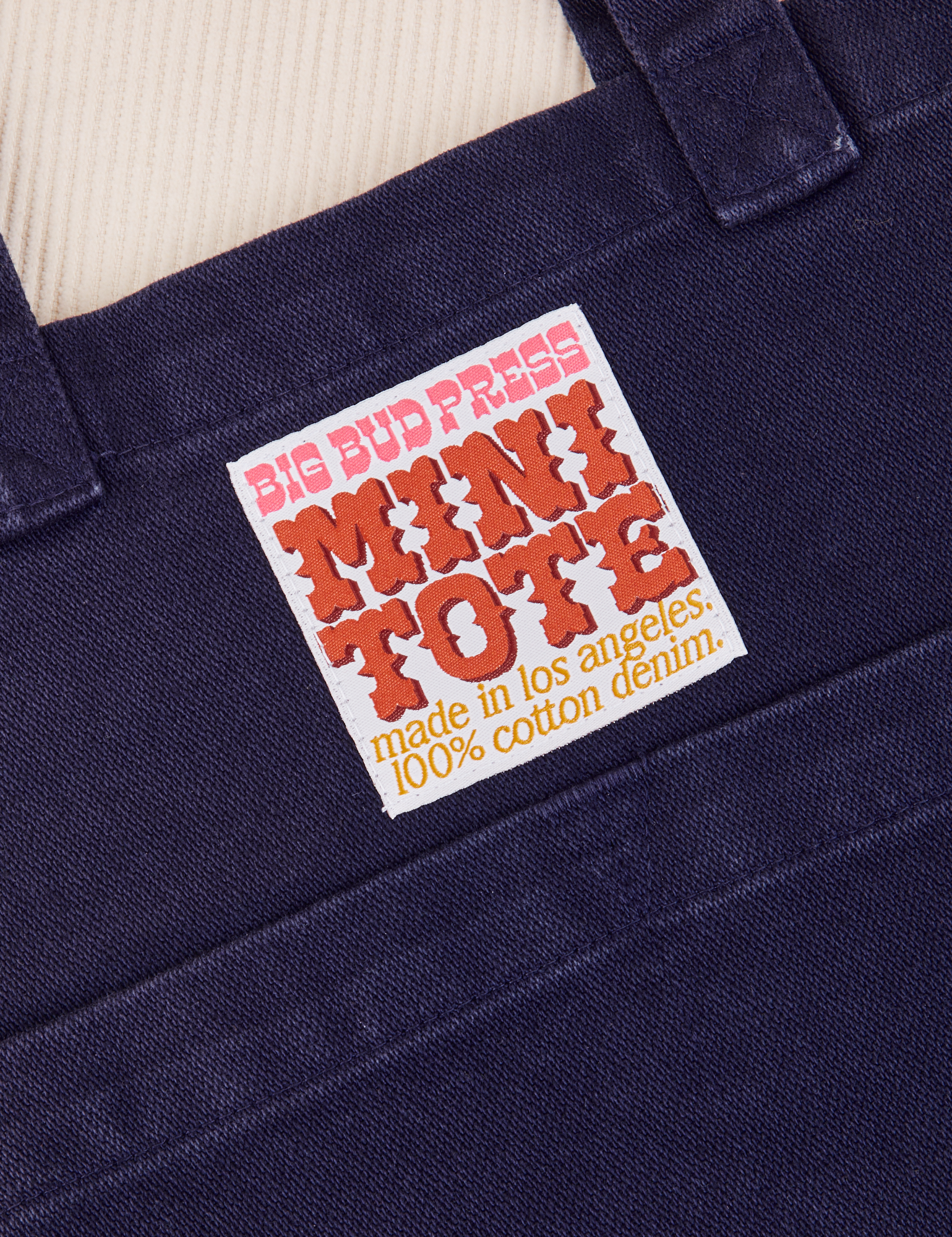 Navy Blue Mini Tote Bag close up