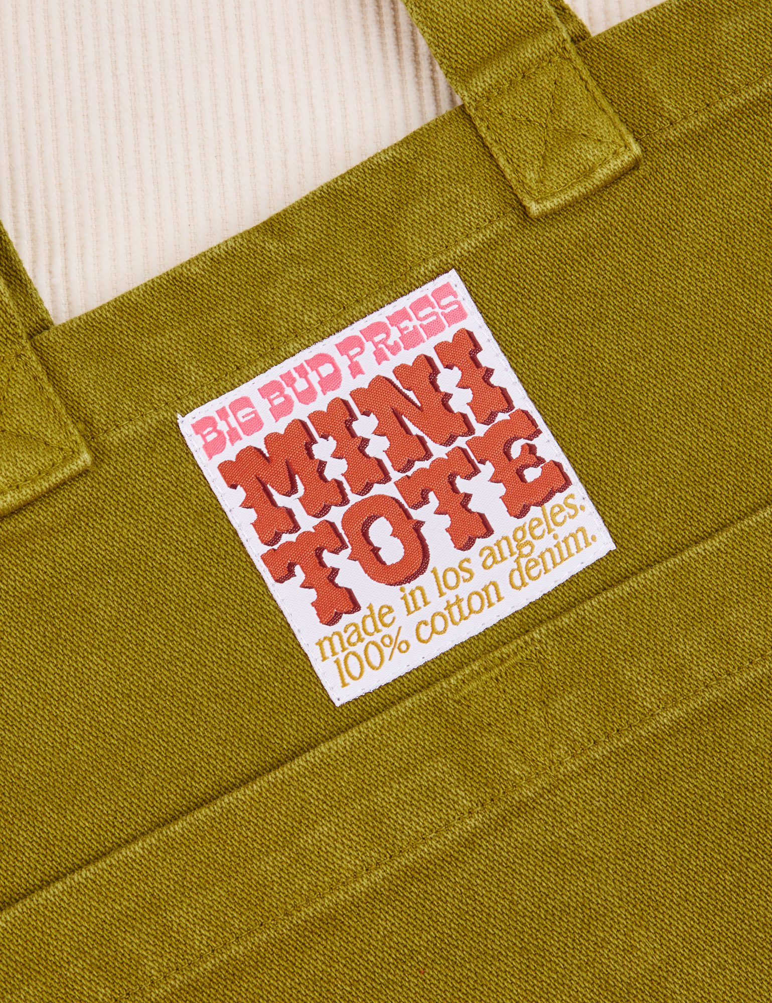 Mini Tote Bag in Olive Green close up