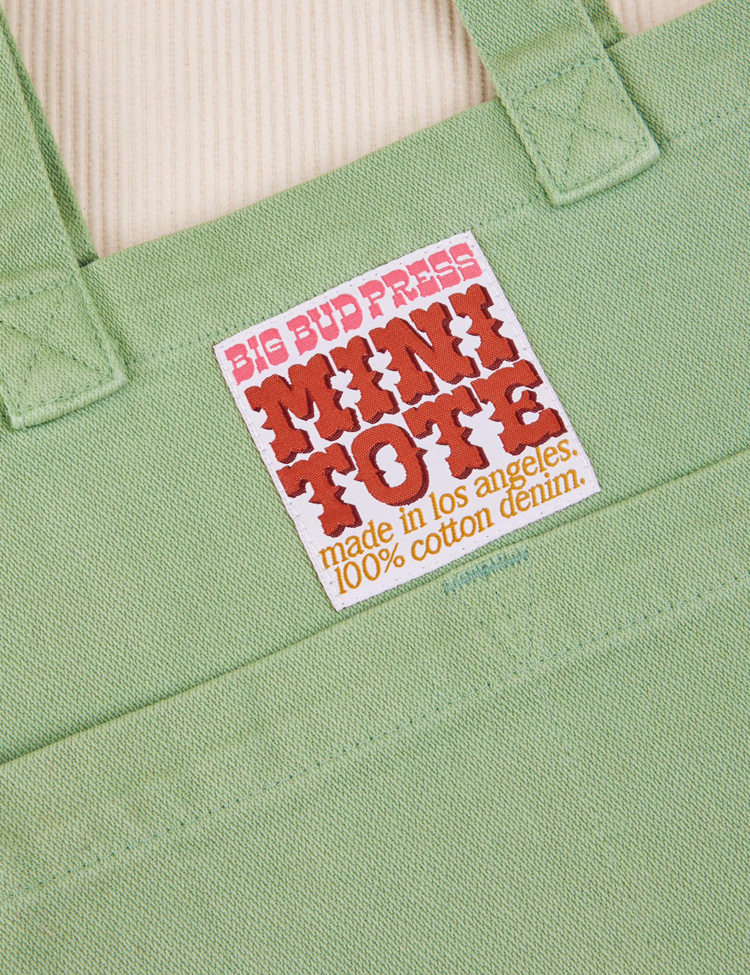 Sage Green Mini Tote Bag close up
