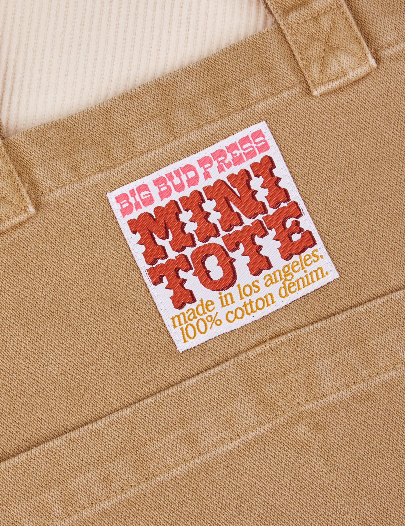 Tan Mini Tote Bag close up