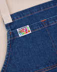 Full Indigo Denim Apron in dark wash close up