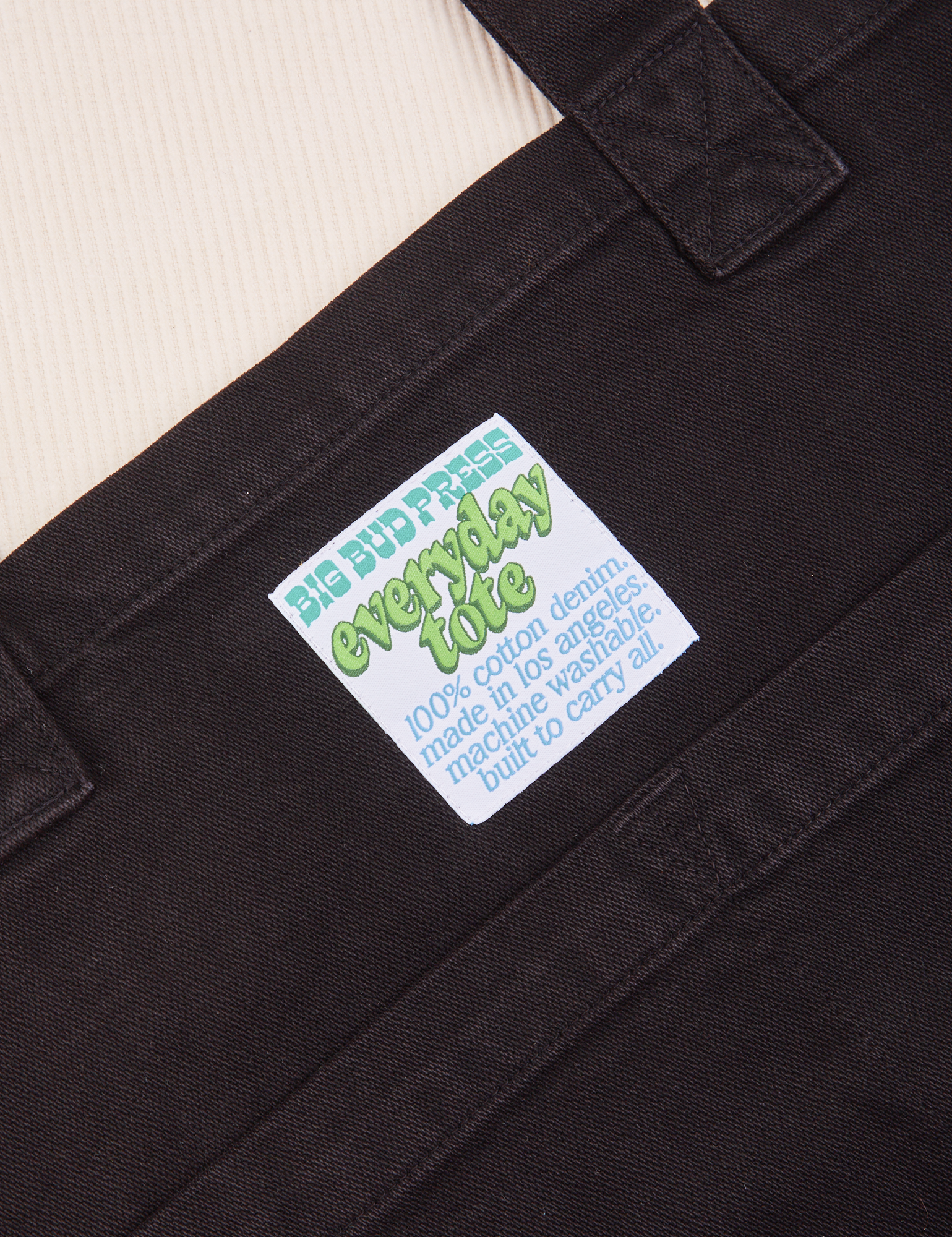 Close up of Everyday Tote Bag in Black