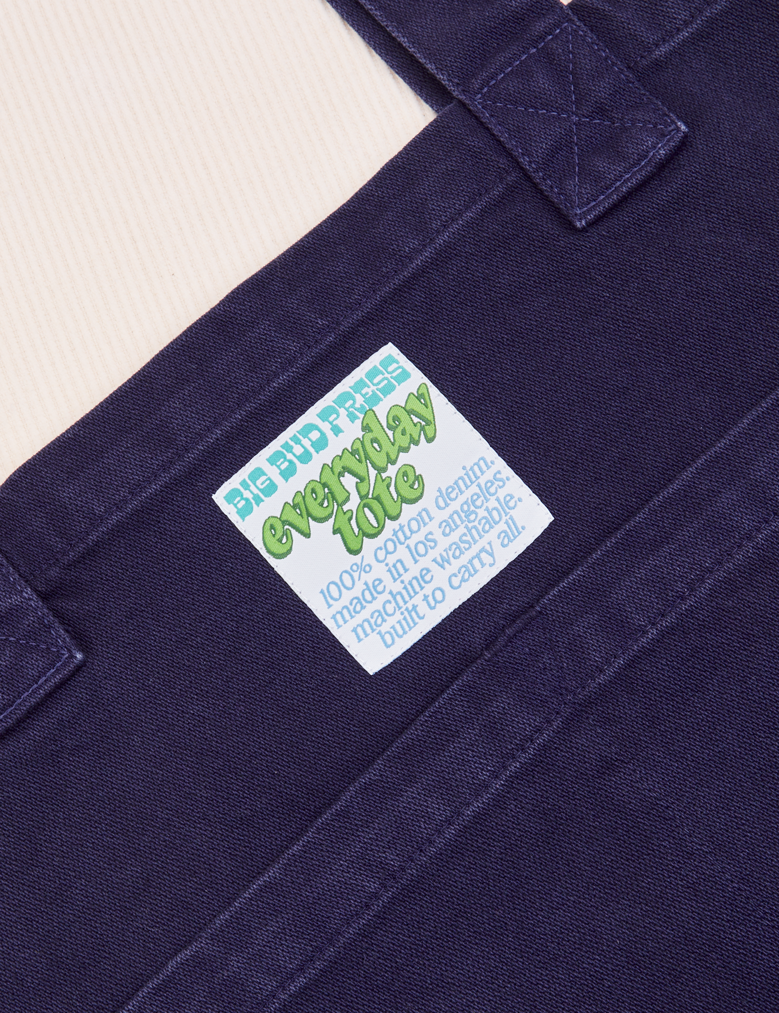 Close up of Everyday Tote Bag in Navy Blue
