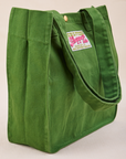 Angled view of lawn green Shopper Tote