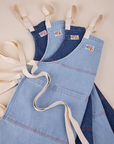 Full Indigo Denim Apron in light wash and dark wash