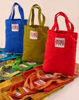 Mini Tote Bag in Royal Blue, Olive Green and Mustang Red