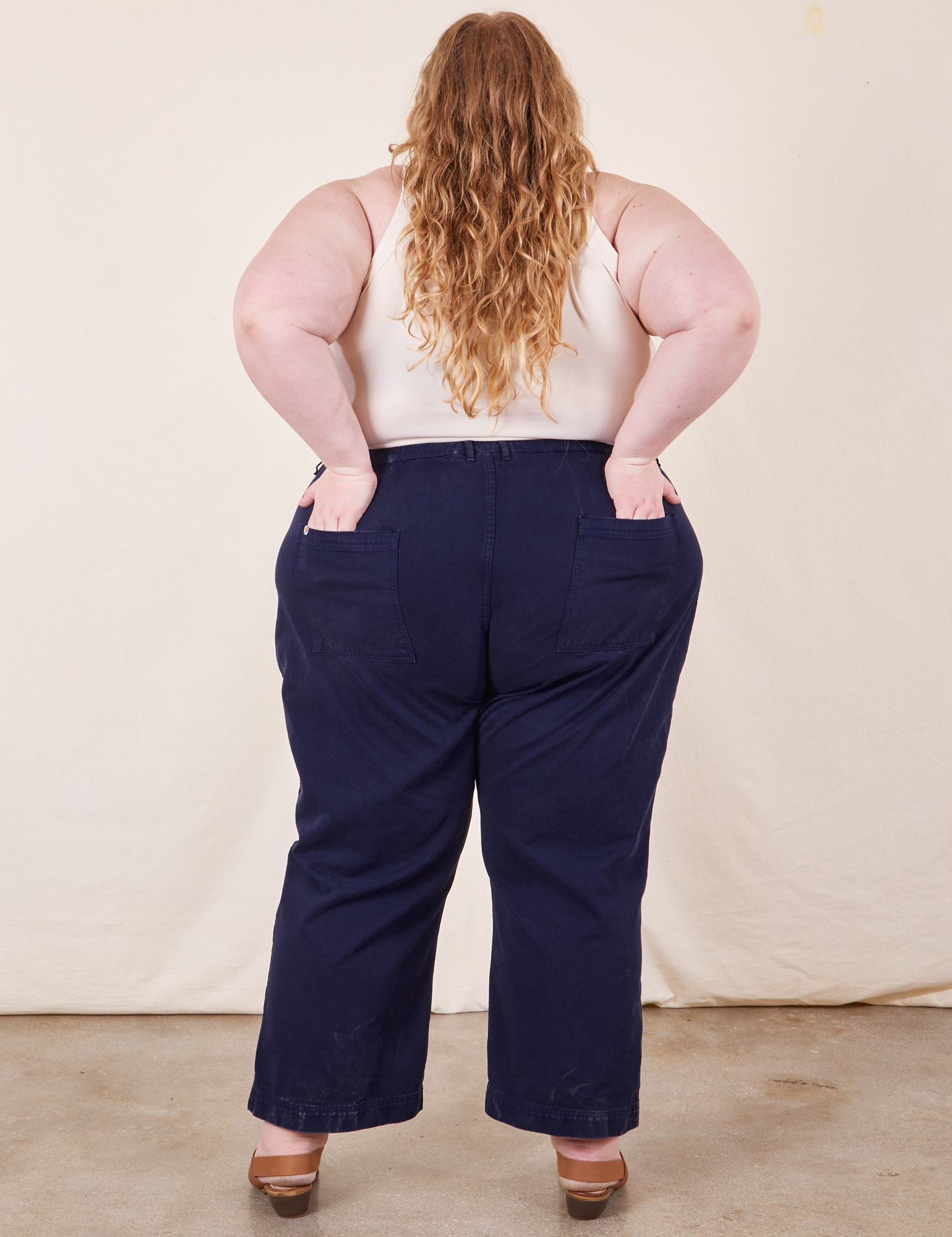 Back view of Western Pants in Navy Blue on Catie