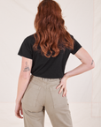 Back view of Organic Vintage Tee in Basic Black worn by Alex