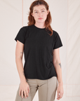 Alex is wearing Organic Vintage Tee in Basic Black