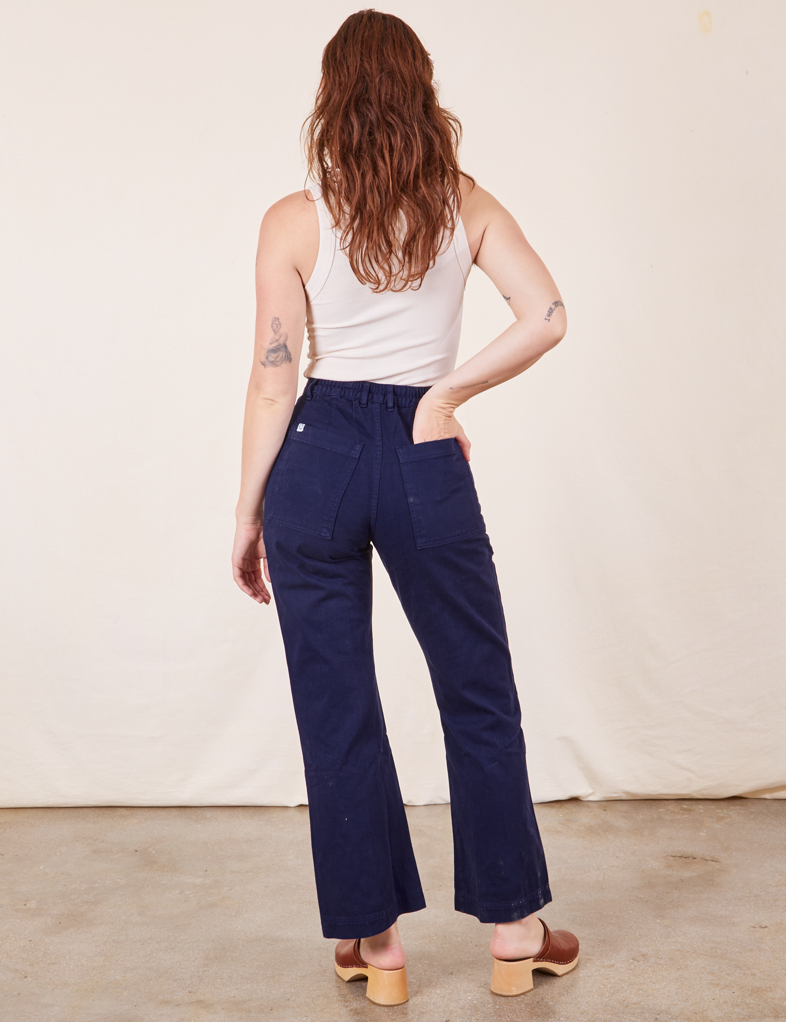 Back view of Western Pants in Navy Blue on Alex