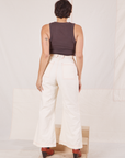 Back view of Bell Bottoms in Vintage Off-White and espresso brown Tank Top worn by Tiara