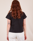 Back view of Pantry Button-Up in Basic Black worn by Alex