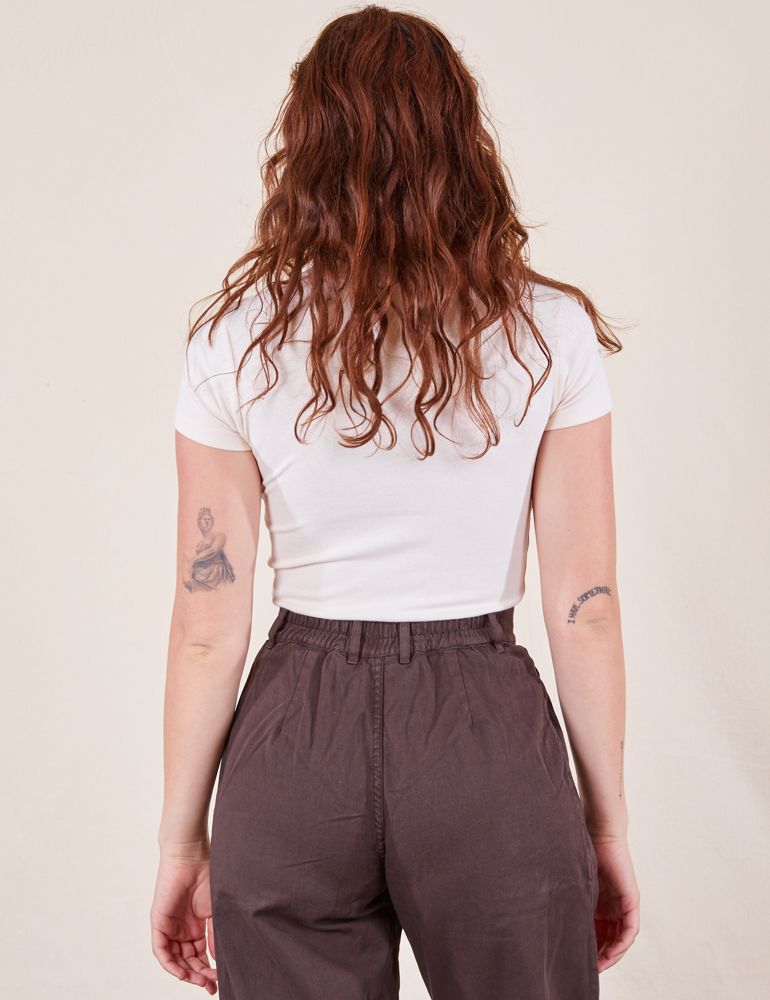 Back view of Baby Tee in Vintage Tee Off-White on Alex