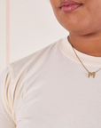 The Organic Vintage Tee in Vintage Off White close up on Morgan