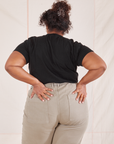 Back view of Organic Vintage Tee in Basic Black worn by Morgan
