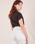 Angled back view of Pantry Button-Up in Espresso Brown worn by Alex