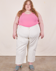 Tank Top in Bubblegum Pink on Catie wearing vintage tee off-white Western Pants