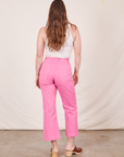 Western Pants in Bubblegum Pink back view on Allison wearing Tank Top in vintage tee off-white