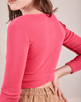 Wrap Top in Hot Pink angled back view on Alex