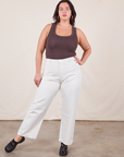 Faye is 5'7" and wearing L Work Pants in Vintage Tee Off-White paired with espresso brown Tank Top