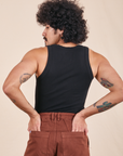 Back view of Tank Top in Basic Black on Jesse