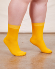 Everyday Sock in Sunshine Yellow on model