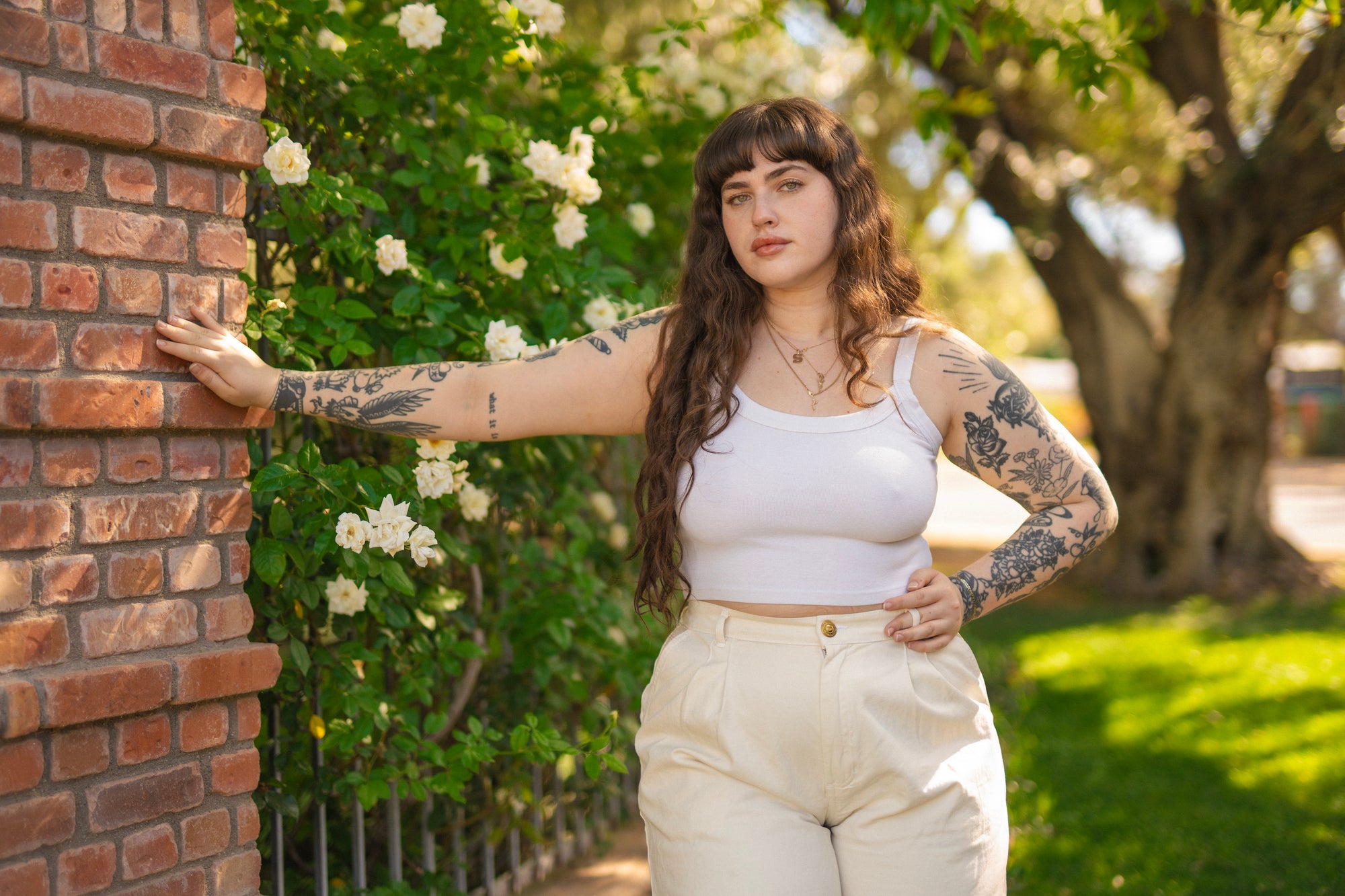 Cropped Cami in Vintage Tee Off-White and Heavyweight Trousers in Vintage Tee Off-White