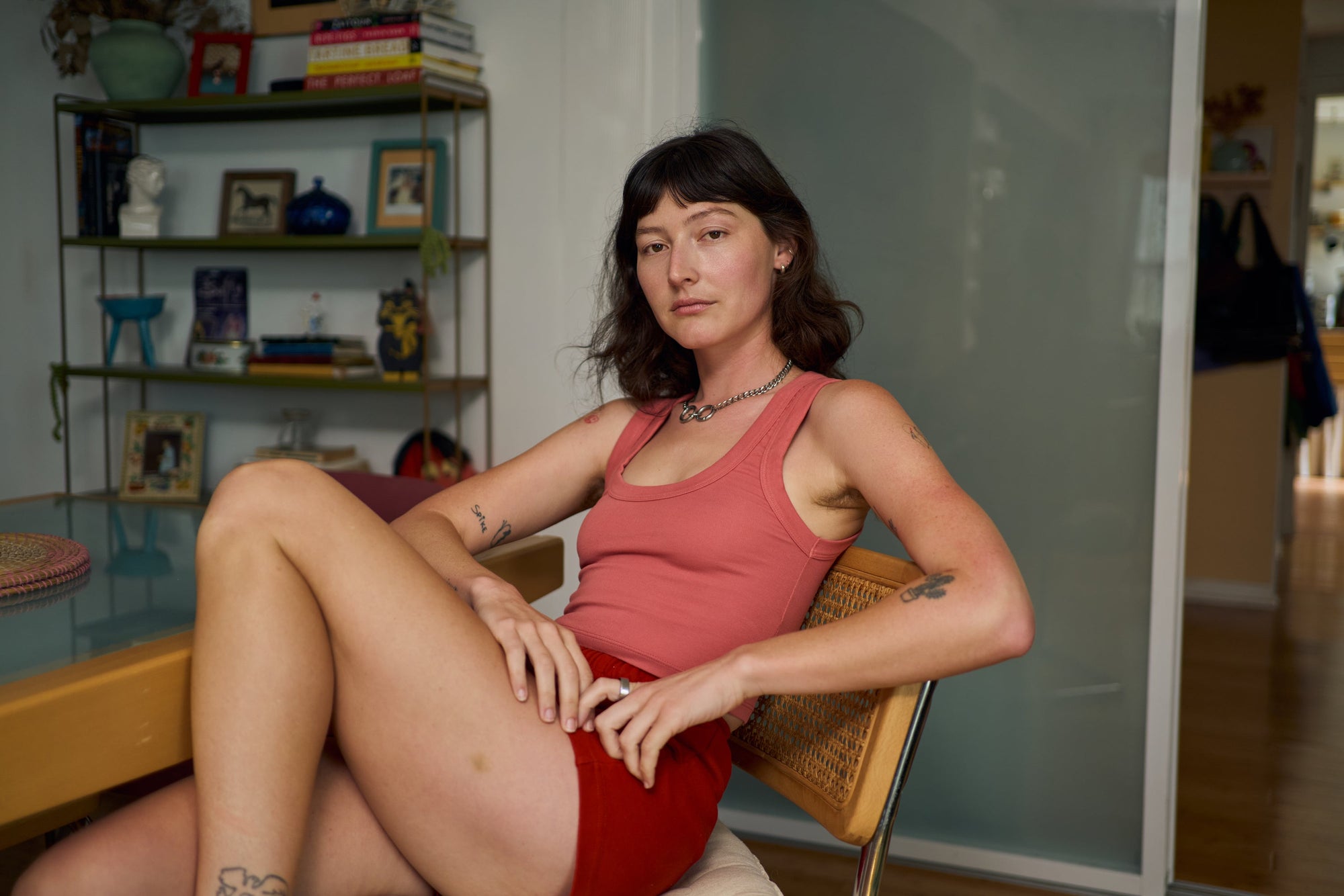 Alexandra Skye is wearing Cropped Tank in Raspberry Sorbet and Easy Shorts in Paprika
