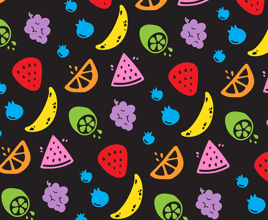Colorful fruits on a black background