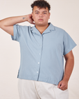Miguel is wearing Pantry Button-Up in Periwinkle