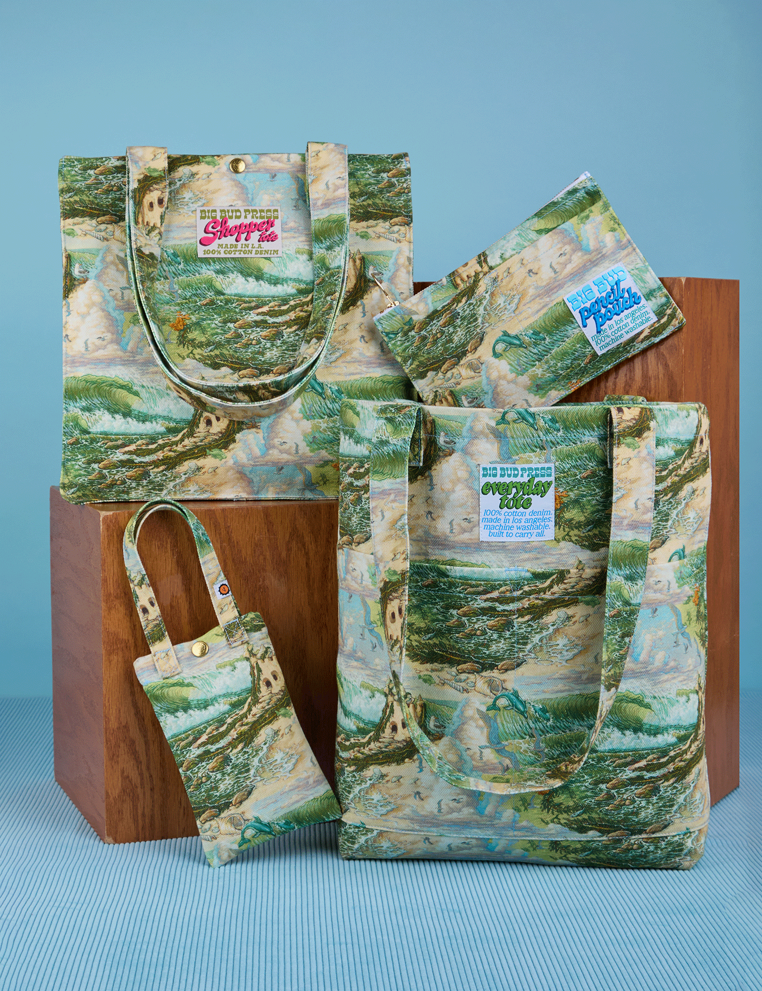 Ocean and Sky Printed Bags: Shopper Tote, Pencil Pouch, Everyday Tote and Phone Tote