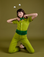 Alex is wearing a gross green short sleeve jumpsuit with green ruffled cumberband and googly frog headband.