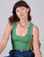 Alex is 5'8" and wearing P Cropped Tank Top in Seafoam Green