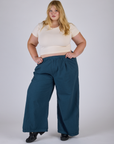 Pleated Pull-On Pants - Lagoon