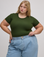 Juliet is 5'7" and wearing L Baby Tee in Evergreen
