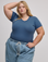 Juliet is 5'7" and wearing L Baby Tee in French Blue