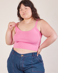 Ashley is 5’7” and wearing L Cropped Cami in Bubblegum Pink