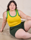 Ashley is wearing Colorblock Cropped Tank in Golden Yellow