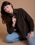 Cropped Corduroy Overshirt - Espresso Brown
