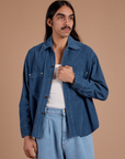 Cropped Corduroy Overshirt - French Blue