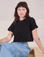 Alex is 5'8" and wearing P Cropped Burly Tee in Basic Black