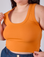 Close up of Cropped Tank Top in Creamsicle Orange on Ashley