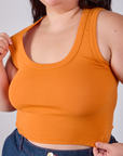 Close up of Cropped Tank Top in Creamsicle Orange on Ashley