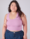 Ashley is 5'7" and wearing L Cropped Tank Top in Lilac