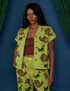 Kandia is 5'3" and wearing P Paintstamped Pantry Button-Up in Big Bug