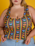 Front close up of size L Cropped Tank in Fruit Fantasy on Juliet