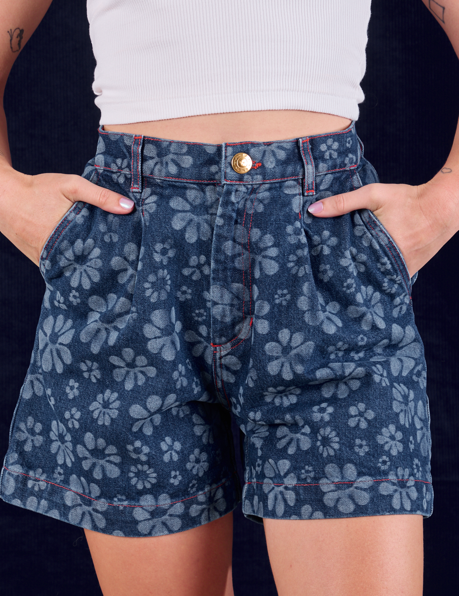 Lazy Daisy Denim Shorts worn by Alex