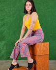 Work Pants in Electric Leopard and sunshine yellow Cami on Betty
