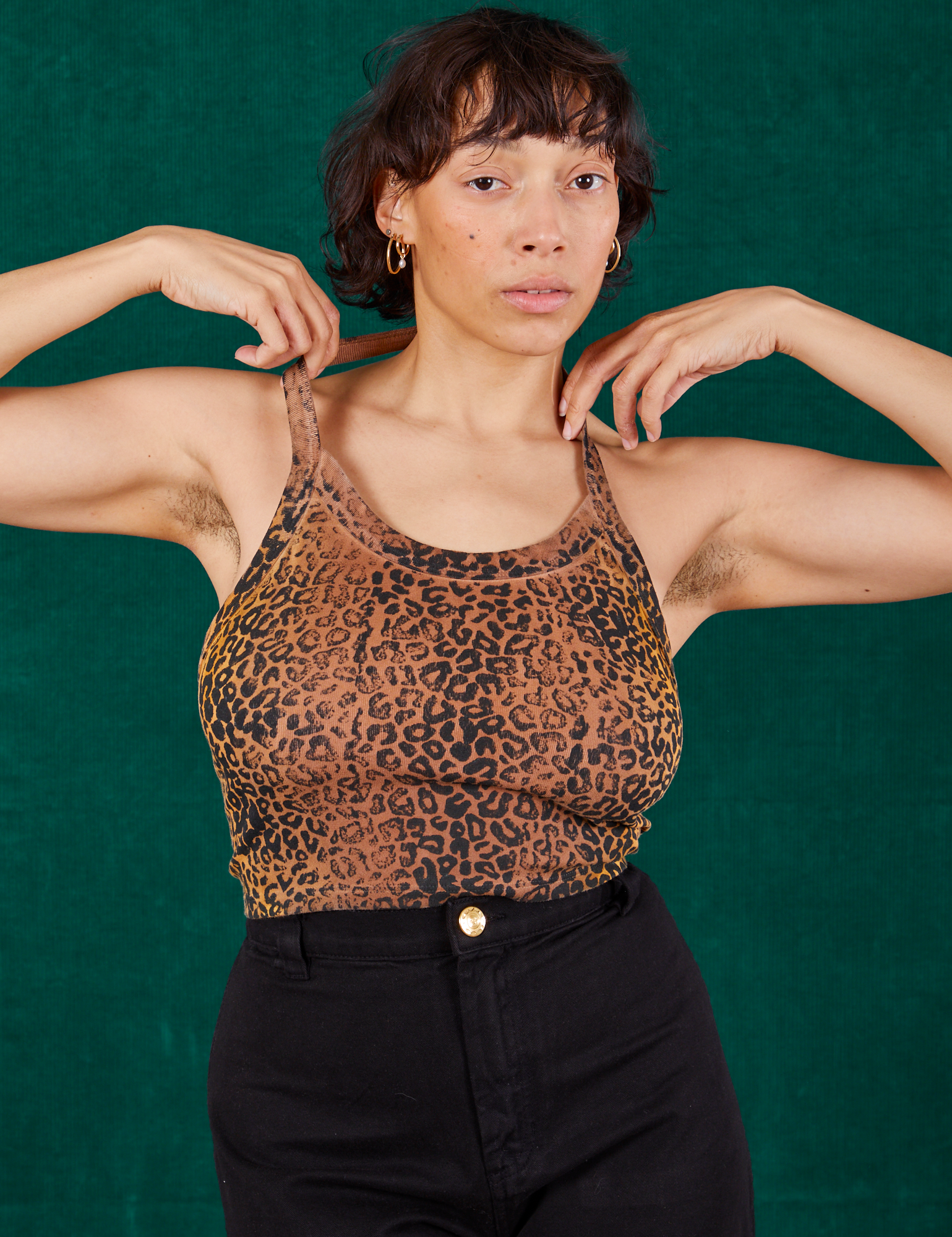 Tiara is 5&#39;4&quot; and wearing XS  Leopard Print Halter Top
