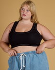 Contrast Stitch Mini Tank - Basic Black